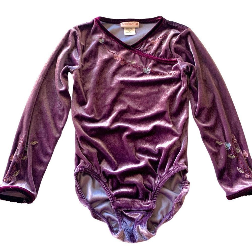American Girl Floral Embroidered Velvet Bodysuit